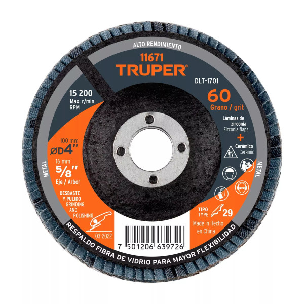 ‣ Disco laminado 4", grano 60, TRUPER... | Truper