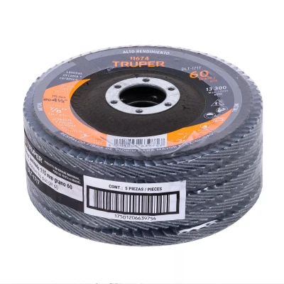 Disco laminado 4-1/2", grano 60 centro 7/8", fibra, TRUPER