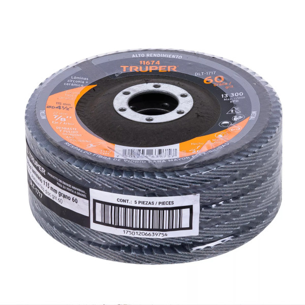 ‣ Disco laminado 4-1/2" grano 60, fibra... | Truper