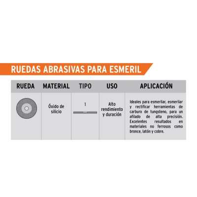 Rueda abrasiva p/esmeril 6"x25mm, carburo silicio, grano 60