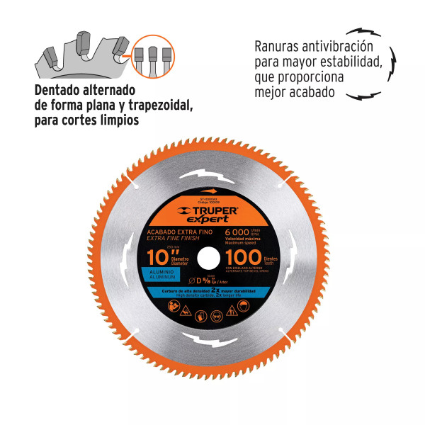 ‣ Disco sierra 10" aluminio, 100 dientes... | Truper