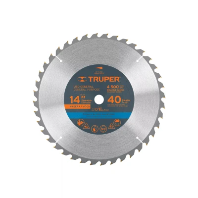 Disco sierra 14" para madera, 40 dientes centro 1", Truper