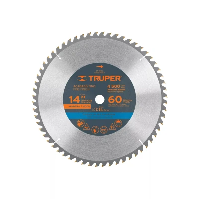 Disco sierra 14" para madera, 60 dientes centro 1", Truper
