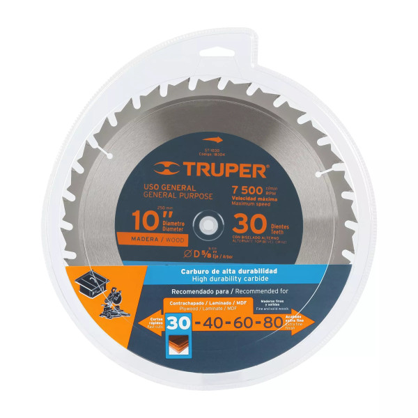 ‣ Disco sierra 10" madera 30 dientes 5/8" | Truper