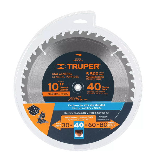 ‣ Disco sierra 10" madera, 40 dientes... | Truper