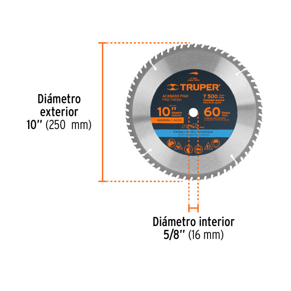 ‣ Disco sierra 10" madera 60 dientes... | Truper