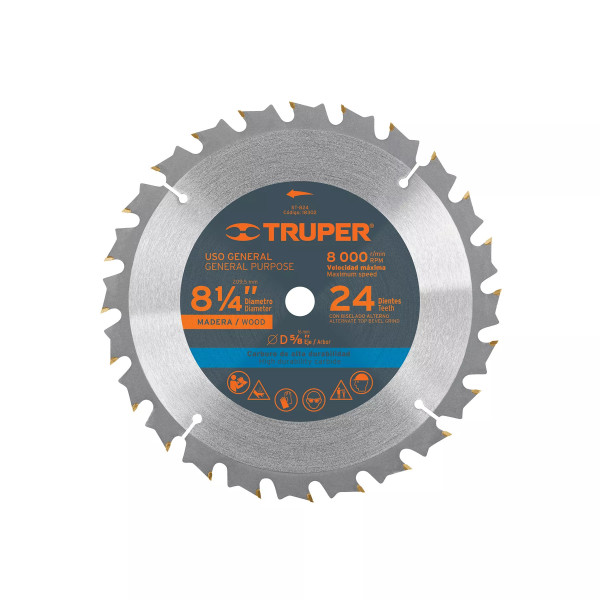 ‣ Disco sierra 8-1/4" madera, 24 dientes... | Truper