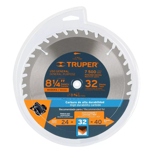 ‣ Disco sierra 8-1/4" madera, 32 dientes... | Truper