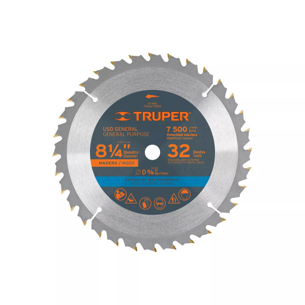 ‣ Disco sierra 8-1/4" madera, 32 dientes... | Truper