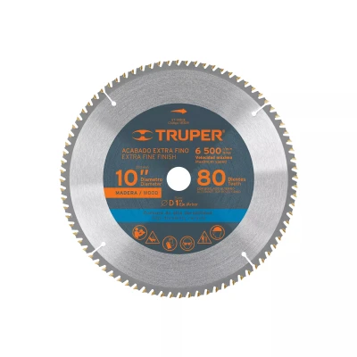 Disco sierra 10" para madera, 80 dientes centro 1", Truper