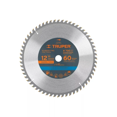 Disco sierra 12" para madera, 60 dientes centro 1", Truper
