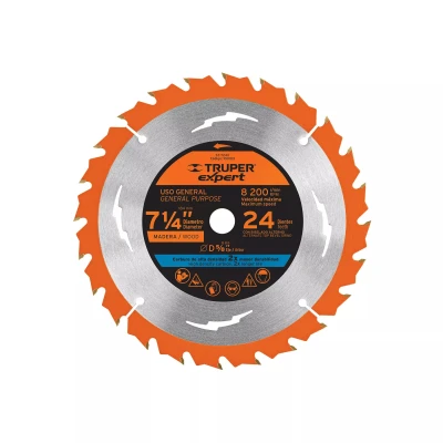 Disco sierra 7-1/4" p/madera, 24 dientes centro 5/8", Expert