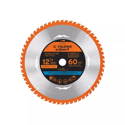 Disco sierra 12" para madera, 60 dientes centro 1", Expert