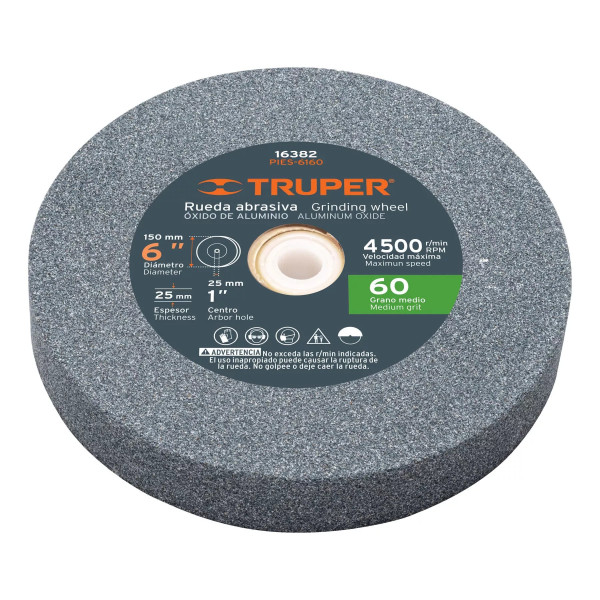 ‣ Rueda abrasiva 6"x25mm, grano 60... | Truper
