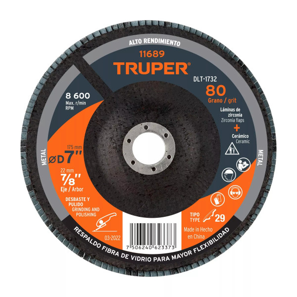 ‣ Disco laminado 7", grano 60, fibra... | Truper