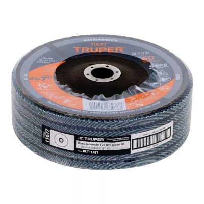 Disco laminado 7", grano 60 centro 7/8", fibra, TRUPER
