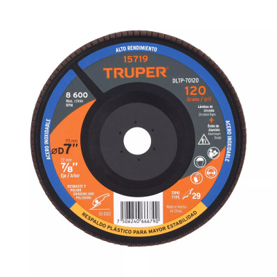 ‣ Disco laminado 7" grano 120... | Truper