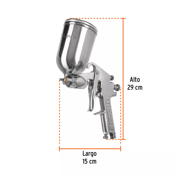‣ Pistola pintar gravedad LVMP, vaso alum. 2 mm | Truper