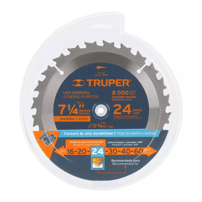 Disco sierra 7- 1/4" para madera, 24 dientes centro 5/8"
