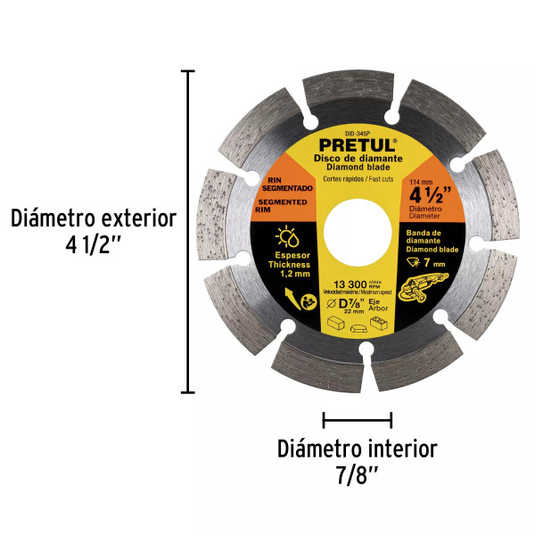 ‣ Disco de diamante 4-1/2" segmentado... | Pretul