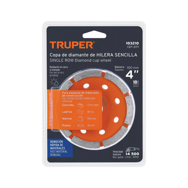 ‣ Copa de diamante 1 hilera 4" x 7/8"... | Truper
