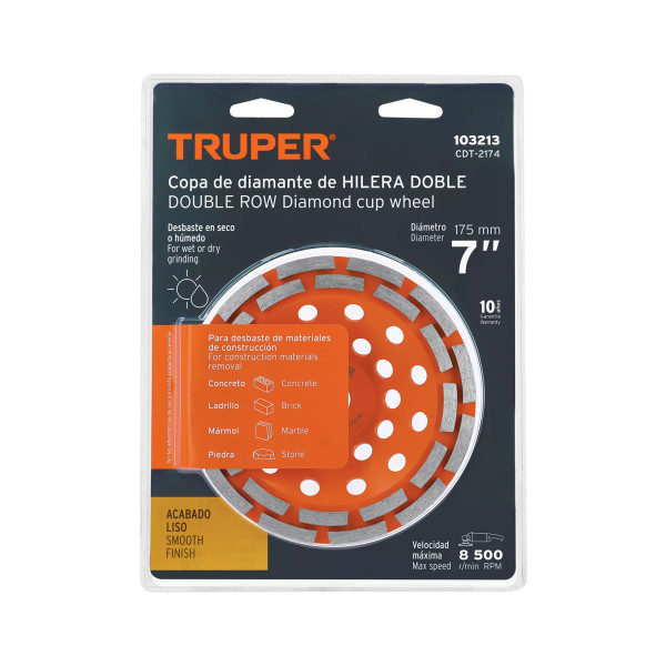 ‣ Copa diamante 7" TRUPER para corte preciso | Truper