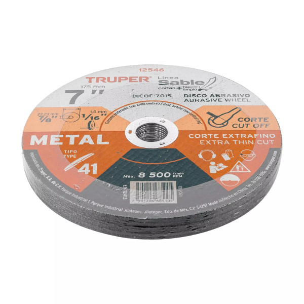 ‣ Disco Tipo 41 7" corte fino metal, Sable... | Truper