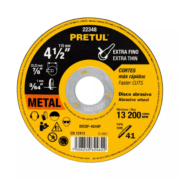 ‣ Disco 41 4-1/2"x1mm Corte Metal... | Pretul
