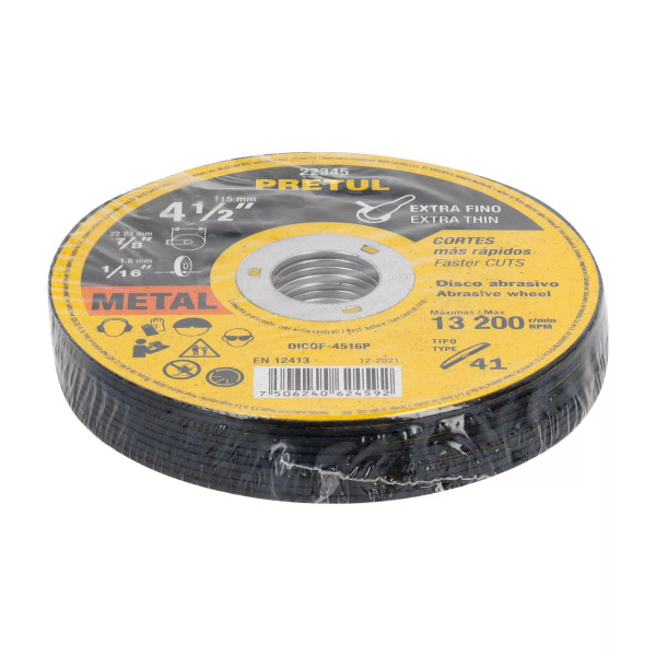 ‣ Disco Tipo 41 4-1/2" corte fino metal | Pretul