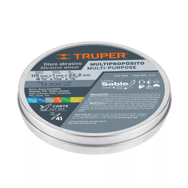 ‣ Disco Tipo 41 4-1/2" corte multimaterial... | Truper