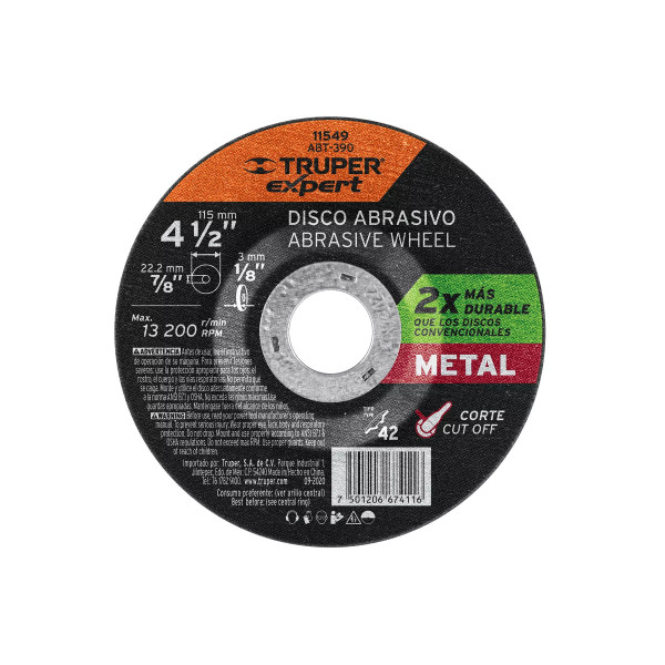 ‣ Disco Tipo 42 4-1/2" corte metal... | Truper Expert