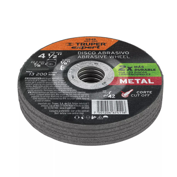 ‣ Disco Tipo 42 4-1/2" corte metal... | Truper Expert