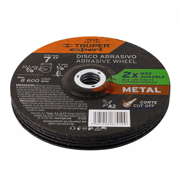 ‣ Disco Tipo 42 7" corte metal... | Truper Expert