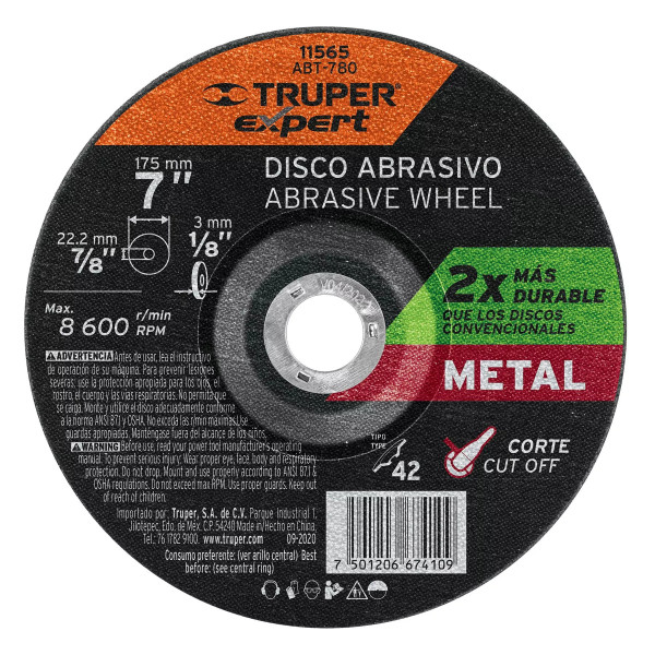 ‣ Disco Tipo 42 7" corte metal... | Truper Expert