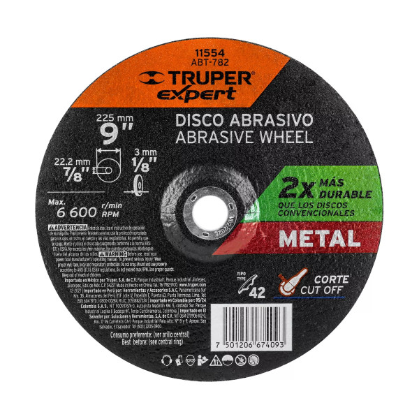 ‣ Disco 42 9" x 3.2 mm metal... | Truper Expert