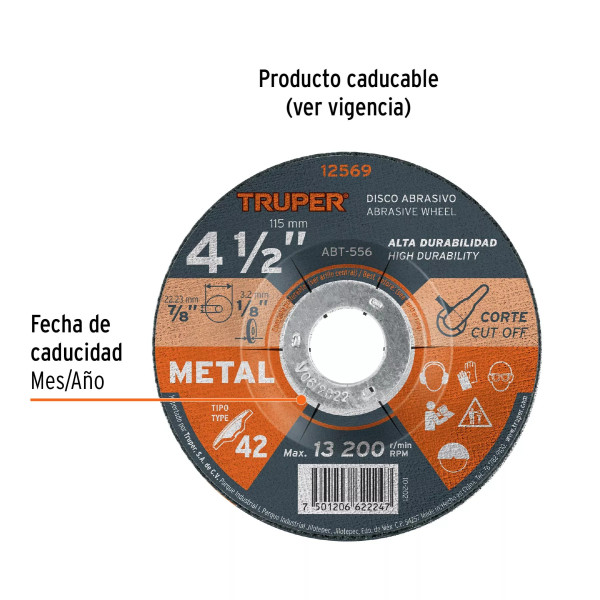 ‣ Disco Tipo 42 4-1/2" Metal... | Truper