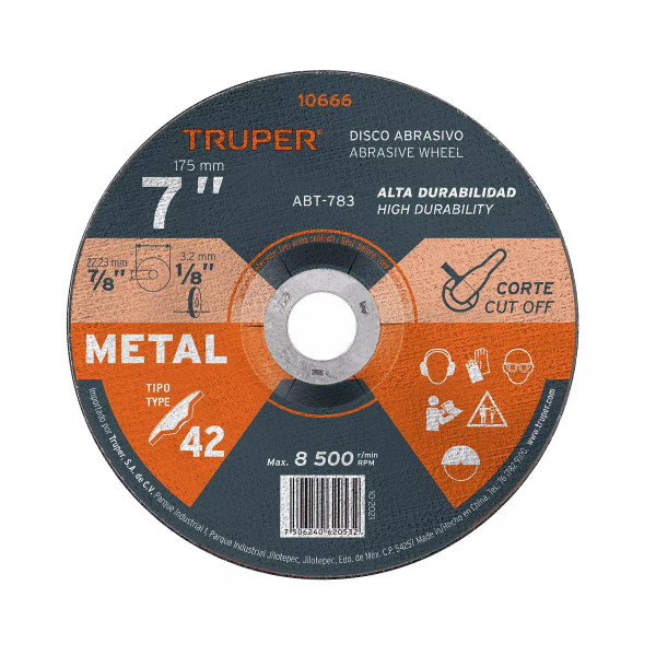 ‣ Disco Tipo 42 7"x3.2mm corte metal... | Truper
