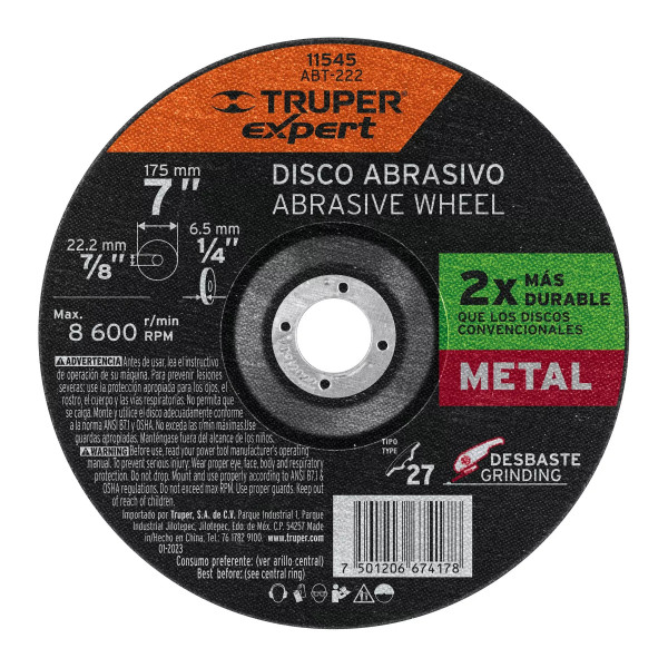 ‣ Disco Tipo 27 de 7" x 6.4 mm... | Truper Expert