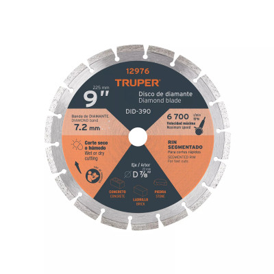 ‣ Disco de Diamante 9" Segmentado TRUPER... | Truper