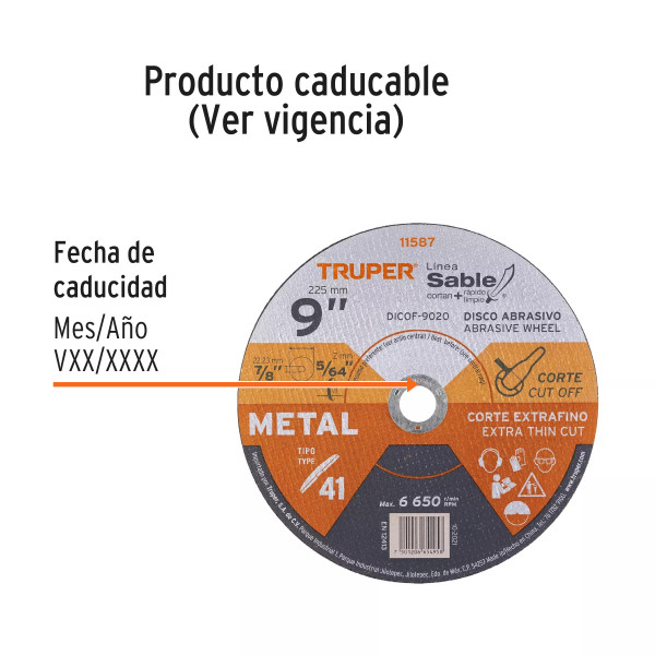 ‣ Disco Tipo 41 9” corte fino metal resistente | FERRETODO
