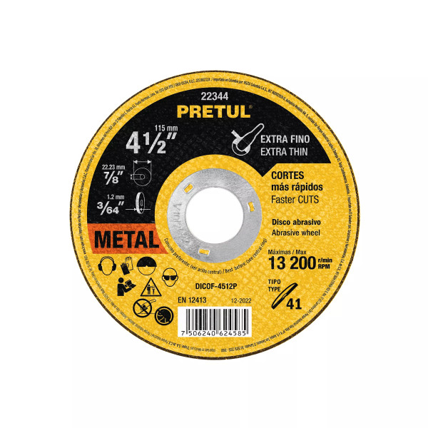 ‣ Disco Tipo 41 4-1/2" corte metal fino... | Pretul