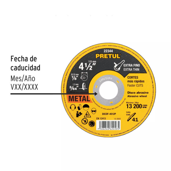 ‣ Disco Tipo 41 4-1/2" corte metal fino... | Pretul
