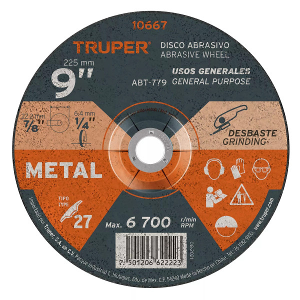 ‣ Disco Tipo 27 9"x6.4mm Metal... | Truper