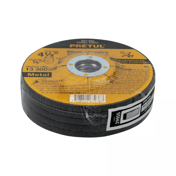 Disco desbaste de metal de 4-1/2" x 6.2 mm Tipo 27, Pretul