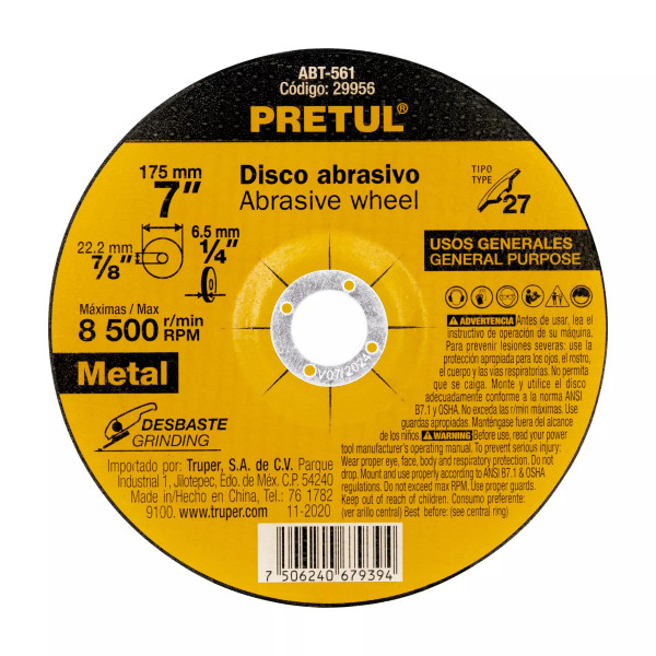 ‣ Disco Tipo 27 de 7" para metal, Pretul | Pretul
