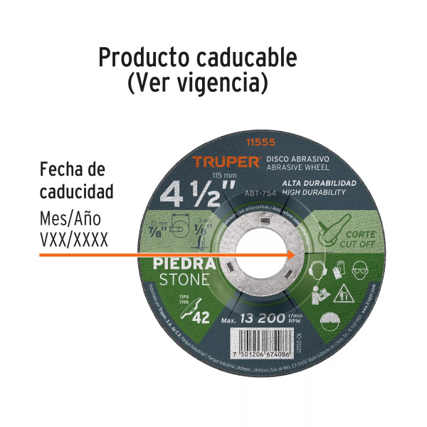 ‣ Disco Tipo 42 4-1/2" Corte Piedra... | Truper
