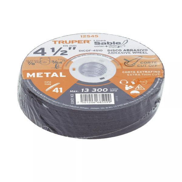 ‣ Disco Tipo 41 4-1/2" x 1 mm Metal | Truper
