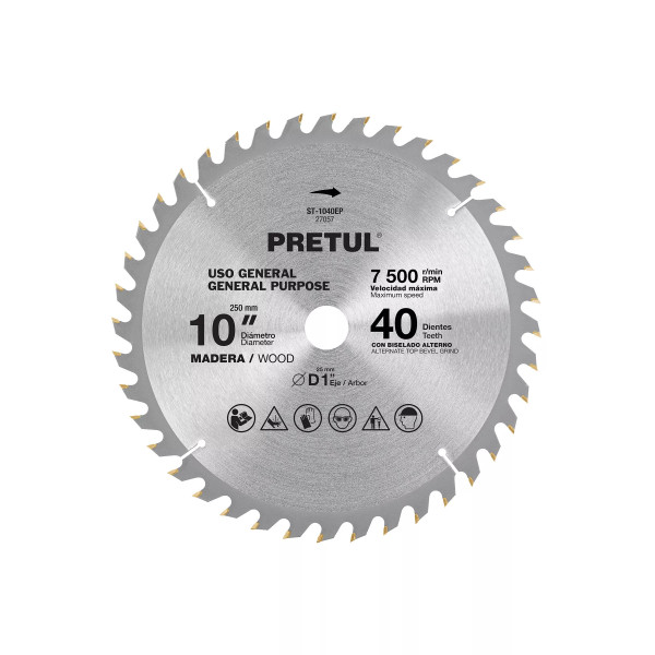 ‣ Disco sierra 10" madera, 40 dientes... | Pretul