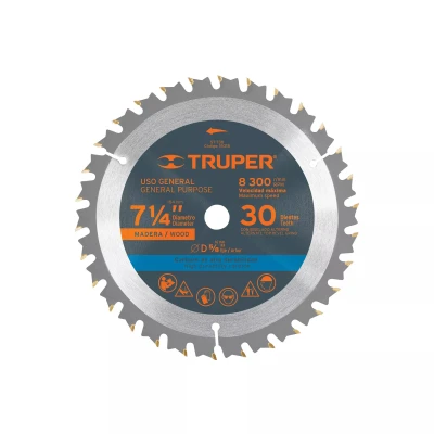 Disco sierra 7- 1/4" para madera, 30 dientes centro 5/8"