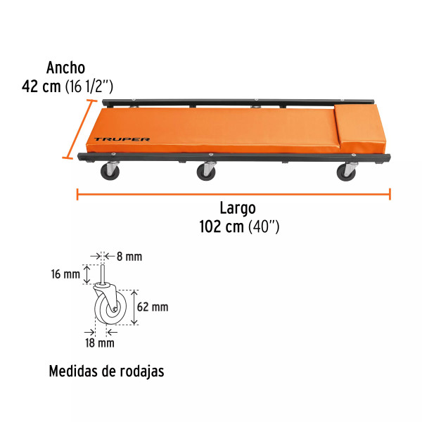 ‣ Cama de acero 40" mecánico, Truper | Truper